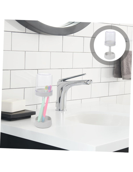 Soporte para Cepillos de Dientes TOPPERFUN con Tapa y Vaso Blanco