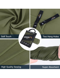 Toalla de Viaje Microfibra APEXUP 61x30.5 cm Verde Militar 2
