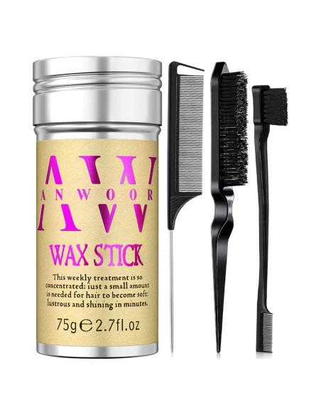 Juego de Cepillo y Barra de Cera para Cabello AnWoor - Control de Frizz