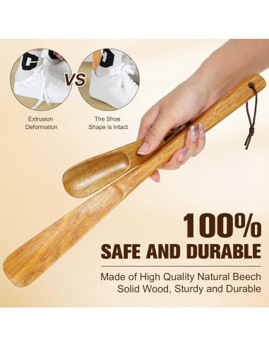 Calzadores de Madera GLEAVI - Juego 2 Piezas Largo 40cm y Corto 16cm