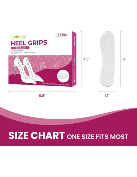 Agarraderas para Talones Bukihome - 6 Pares de Gel Antideslizante