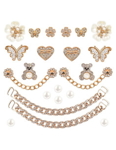 22 Accesorios de Cadena para Zapatos WAQYGZO con Encantos Brillantes