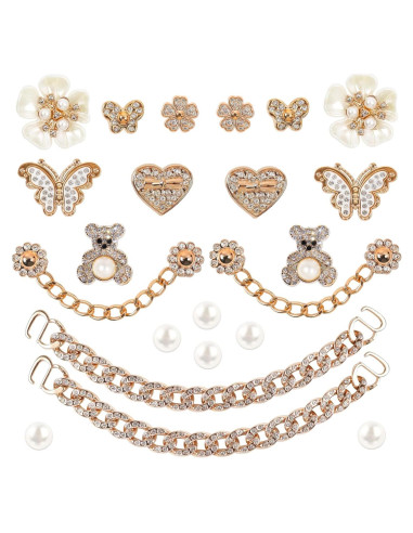 22 Accesorios de Cadena para Zapatos WAQYGZO con Encantos Brillantes