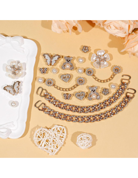 22 Accesorios de Cadena para Zapatos WAQYGZO con Encantos Brillantes