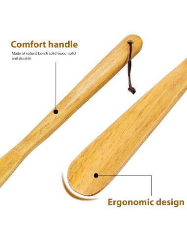 Calzadores de Madera GLEAVI - Juego 2 Piezas Largo 40cm y Corto 16cm