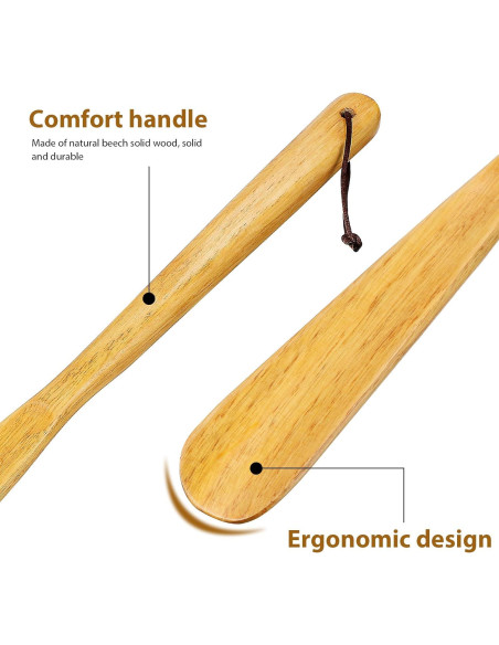 Calzadores de Madera GLEAVI - Juego 2 Piezas Largo 40cm y Corto 16cm