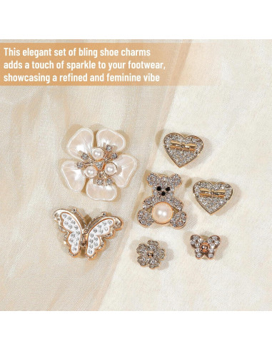 22 Accesorios de Cadena para Zapatos WAQYGZO con Encantos Brillantes