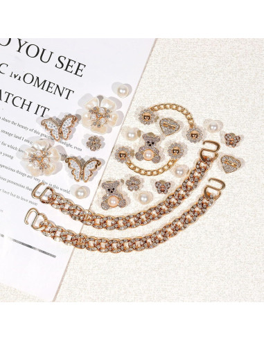 22 Accesorios de Cadena para Zapatos WAQYGZO con Encantos Brillantes