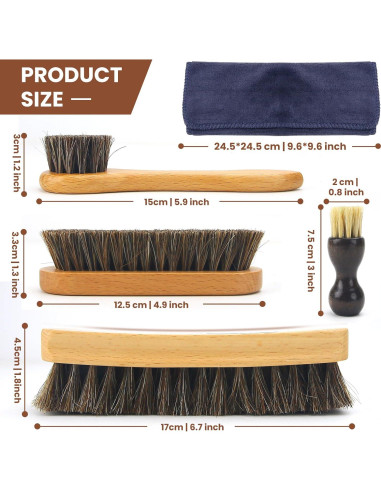 IKI Kit de Cepillos de Cuidado para Zapatos y Cuero 6 Piezas