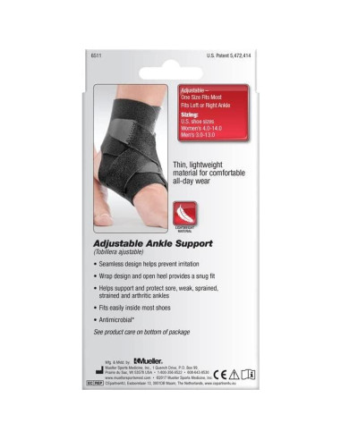 Soporte Ajustable para Tobillo Mueller, Talla Única, Negro