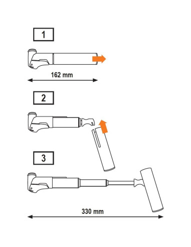 Bomba Mini Supershort SKS Alemania - 90 PSI, Aluminio, Gris