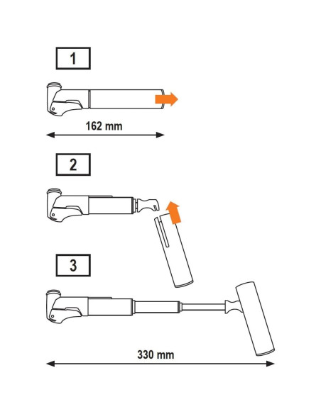 Bomba Mini Supershort SKS Alemania - 90 PSI, Aluminio, Gris
