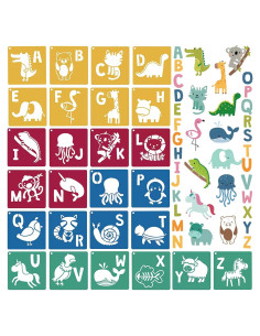 Plantillas de Dibujo para Niños 26pcs LanMa Reutilizables 20x20cm