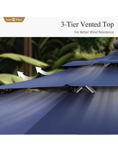 Paraguas de Patio Sophia & William 3 Niveles 3.05m Auto-inclinación