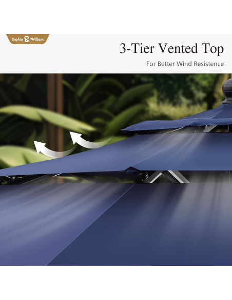 Paraguas de Patio Sophia & William 3 Niveles 3.05m Auto-inclinación