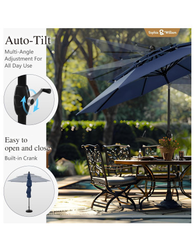 Paraguas de Patio Sophia & William 3 Niveles 3.05m Auto-inclinación