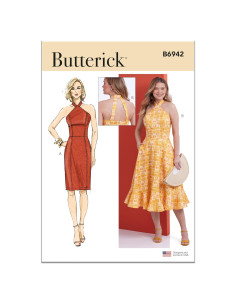 Kit de Patrón de Costura Butterick B6942 Vestidos Halter Tallas 8-16