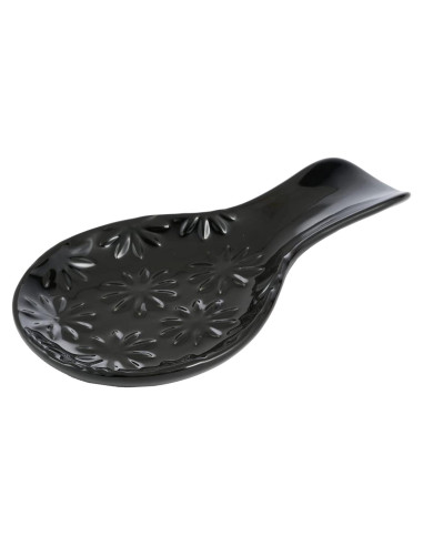 Soporte de Cuchara de Cerámica Negro para Estufa 19.6x11.9cm