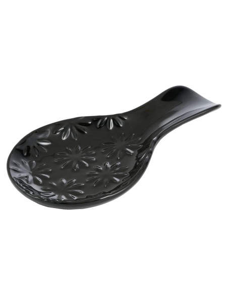 Soporte de Cuchara de Cerámica Negro para Estufa 19.6x11.9cm