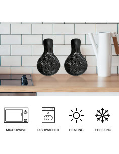 Soporte de Cuchara de Cerámica Negro para Estufa 19.6x11.9cm 2