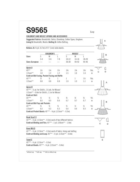 Kit de Costura Simplicity S9565 para Delantales y Accesorios
