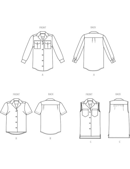 Patrón de Camisas Ajustadas Butterick B6924 Tallas 8-16