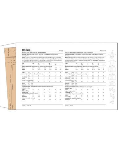 Kit de Patrones de Costura Butterick B6969 Tallas XXS-XL