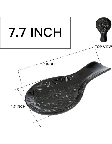 Soporte de Cuchara de Cerámica Negro para Estufa 19.6x11.9cm