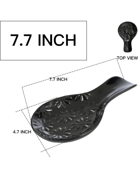 Soporte de Cuchara de Cerámica Negro para Estufa 19.6x11.9cm