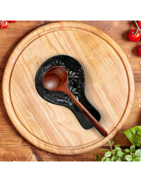 Soporte de Cuchara de Cerámica Negro para Estufa 19.6x11.9cm
