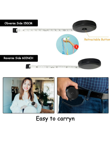 Cinta Métrica Retráctil Ritzy-US 30 Piezas 152.4 cm Negra