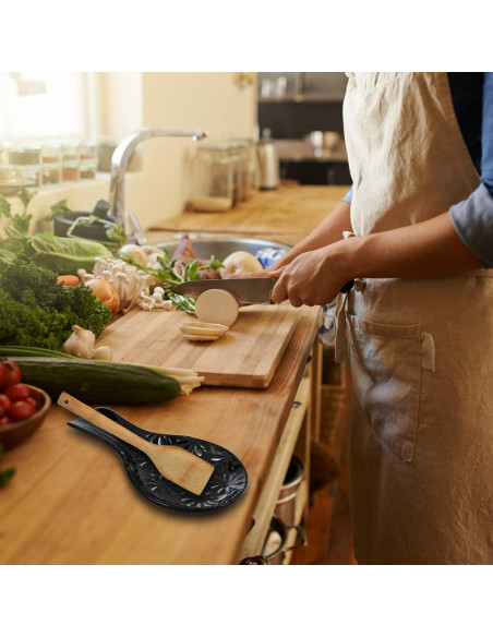 Soporte de Cuchara de Cerámica Negro para Estufa 19.6x11.9cm