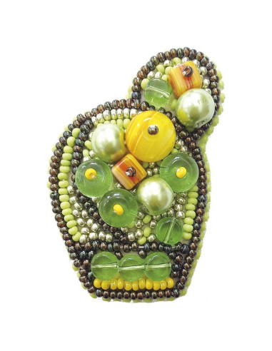 Kit de Broche de Cuentas Wizardi Crystal Art Cactus Brillante