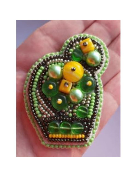 Kit de Broche de Cuentas Wizardi Crystal Art Cactus Brillante