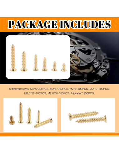 Kit de Tornillos M2 M2.6 Rustark 1300Pcs para Madera 5-16mm