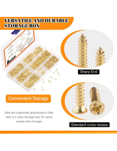Kit de Tornillos M2 M2.6 Rustark 1300Pcs para Madera 5-16mm