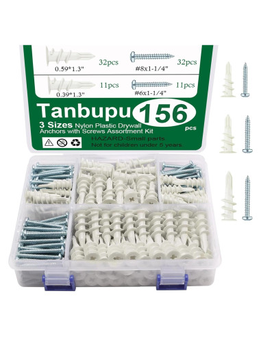 Kit de Anclajes y Tornillos para Paneles de Yeso Tanbupu 156PCS