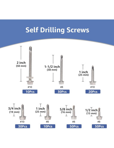 Tornillos Autoperforantes para Metal Culture Gifts - 200 Piezas