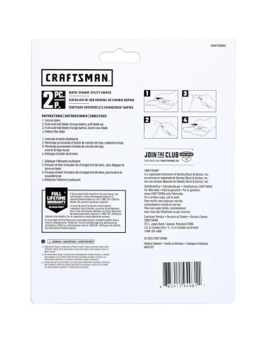 Cuchillo Utility CRAFTSMAN Cambio Rápido 2Pk 22.6cm