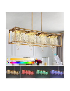 Lámpara LED Araña Cristal K9 RGB 4 Luces Latón Envejecido