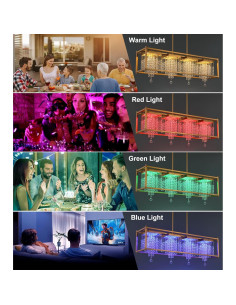 Lámpara LED Araña Cristal K9 RGB 4 Luces Latón Envejecido 2