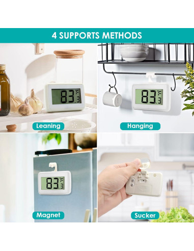 Paquete de 4 termómetros digitales Noband para refrigerador