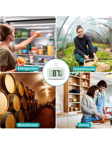 Paquete de 4 termómetros digitales Noband para refrigerador