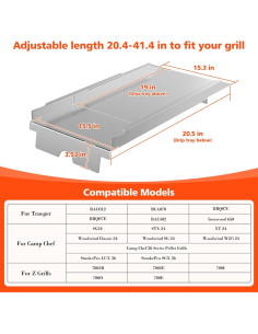 Bandeja de Goteo Ajustable Hisencn para Parrillas Traeger y Camp Chef 2