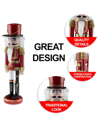 Cascanueces de Madera Tradicional Guerrero Rojo 30.48 cm Clever Creations