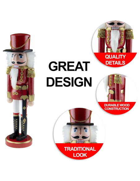 Cascanueces de Madera Tradicional Guerrero Rojo 30.48 cm Clever Creations