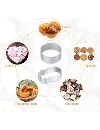 Juego de Cortadores de Galletas uxcell 26 Piezas Aluminio Anti-Adherente