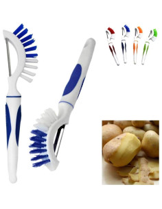 Cepillo y Pelador de Verduras Genérico 2 Pcs Azul 2