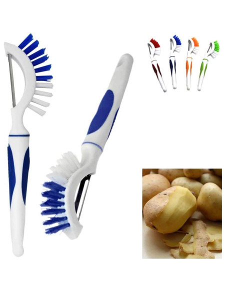 Cepillo y Pelador de Verduras Genérico 2 Pcs Azul