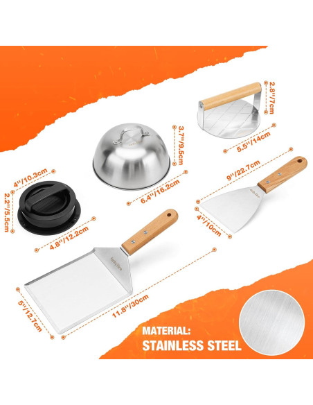 Juego de Hamburguesas Onlyfire 5 Piezas con Tapa para Derretir Queso